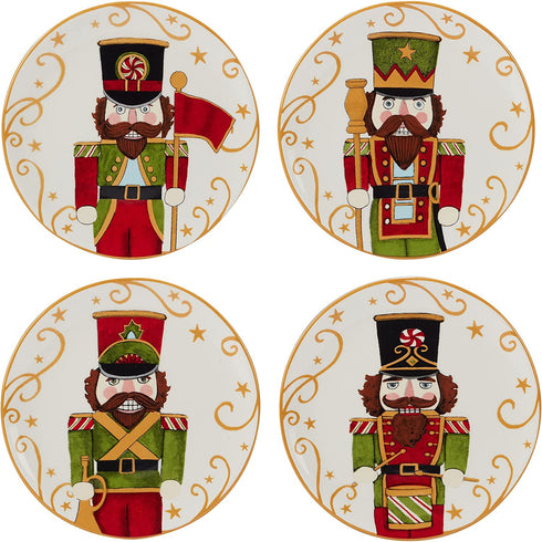 Certified International Holiday Magic Nutcracker 6" Canape/Luncheon/Snack Plates, Set of 4, Multicolor