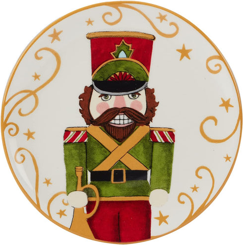 Certified International Holiday Magic Nutcracker 6" Canape/Luncheon/Snack Plates, Set of 4, Multicolor