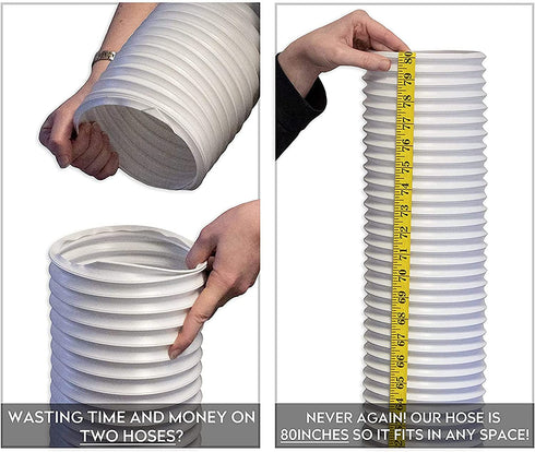 Kraftex Air Conditioner Hose. Portable Exhaust Vent with 5.9" Diameter, Clockwise Thread & Length up to 80". Compatible with LG many Portable Air Conditioners