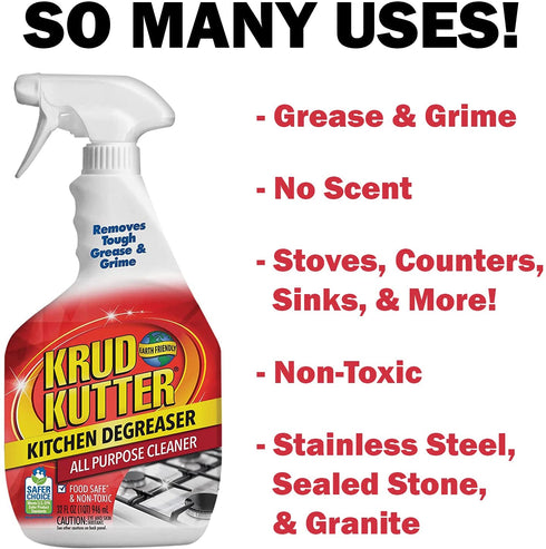 Krud Kutter Cleaner Spray + Daley Mint Cloth | Kitchen Cleaner for Stoves, Counters, Cabinets, Sinks - Home Kitchen Cleaning Kit, 32oz