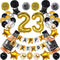NANINUNENO 23rd Gold Birthday Decorations,Gold Black Silver Happy Birthday Balloons Supplies for Boy Men Girl Women,23 Birthday Party Set with23 Gold Number Balloons Happy Birthday Banner and Whiskey Bottle Balloons