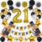 Gold 21 Birthday Decorations, Gold 21st Birthday Decorations for Men Women, Happy 21st Birthday Balloons Party Supplies with Happy Birthday Banner, 21 Number Balloons for 21 Years Old Birthday
