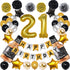 Gold 21 Birthday Decorations, Gold 21st Birthday Decorations for Men Women, Happy 21st Birthday Balloons Party Supplies with Happy Birthday Banner, 21 Number Balloons for 21 Years Old Birthday