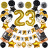 NANINUNENO 23rd Gold Birthday Decorations,Gold Black Silver Happy Birthday Balloons Supplies for Boy Men Girl Women,23 Birthday Party Set with23 Gold Number Balloons Happy Birthday Banner and Whiskey Bottle Balloons