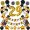 NANINUNENO 29th Gold Birthday Decorations,Gold Black Silver Happy Birthday Balloons Supplies for Boy Men Girl Women,29 Birthday Party Set with29 Gold Number Balloons Happy Birthday Banner and Whiskey Bottle Balloons