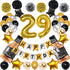 NANINUNENO 29th Gold Birthday Decorations,Gold Black Silver Happy Birthday Balloons Supplies for Boy Men Girl Women,29 Birthday Party Set with29 Gold Number Balloons Happy Birthday Banner and Whiskey Bottle Balloons