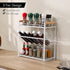 KES 3 Tier Spice Rack Organizer for Countertop, Spice Organizer for Kitchen, Seasoning Jars Condiment Sauce Organizer, Iron and Wood White, KSR512-WH