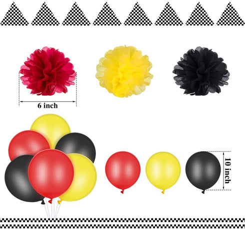 39 Piece Monster Truck Birthday Party Supplies Happy Birthday Banner Monster Truck Banner Triangle Bunting Flags Pom Poms Flowers Hanging Swirls Truck Shape Balloons Multicolor Balloons Cupcake Topper