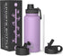 Macrosaving Water Bottle with Straw (27oz), 3 Lids, Double Wall Vacuum Stainless Steel Sports Insulated Water Bottle, Leakproof BPA Free Personalized Water Bottle Travel Thermos for Biking, Hiking