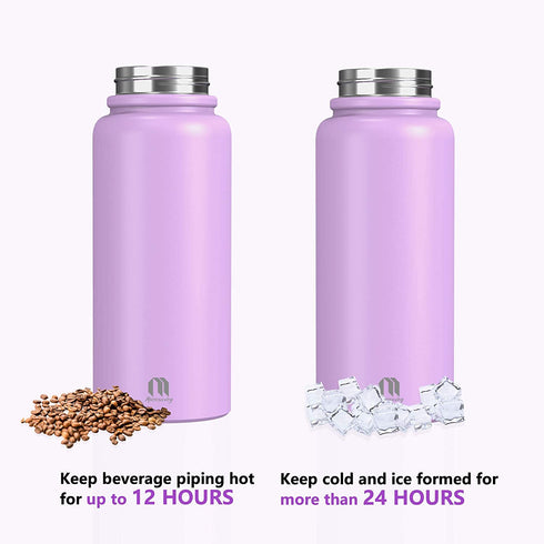 Macrosaving Water Bottle with Straw (27oz), 3 Lids, Double Wall Vacuum Stainless Steel Sports Insulated Water Bottle, Leakproof BPA Free Personalized Water Bottle Travel Thermos for Biking, Hiking