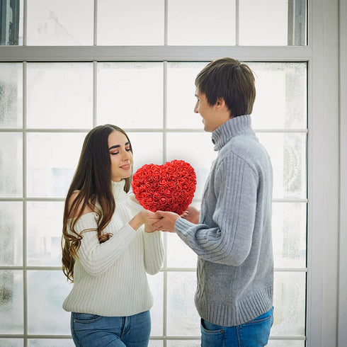 Valentines Day Gifts for Her, Great ideds Handmade Fake Rose Heart with Gifts Box, Valentines Day Decorations for Room, Home, Valentines Day Gitfs for Her Girlfriend, Women, Wife, Kids