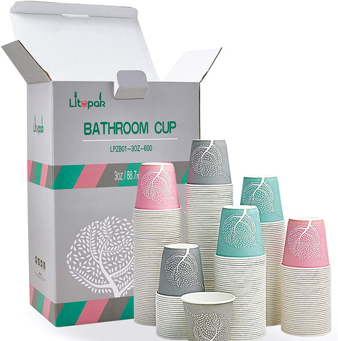 600 Pack 3oz Disposable Bathroom Cups, Colorful Disposable Mouthwash Cups, Small Disposable Cups, Mini Paper Cups for Parties, Picnics, Barbecues, Travel and Events.