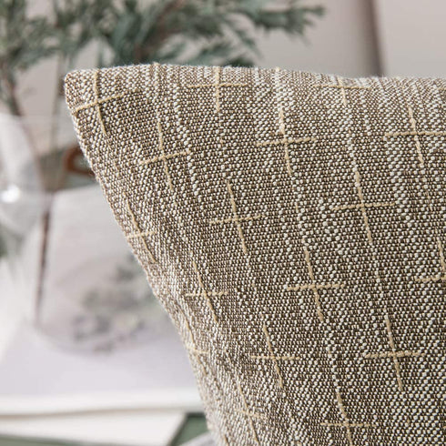 MIULEE Pack of 2 Decorative Burlap Linen Throw Pillow Covers Modern Farmhouse Pillowcase Rustic Woven Textured Cushion Cover for Sofa Couch Bed 18x18 Inch Brown