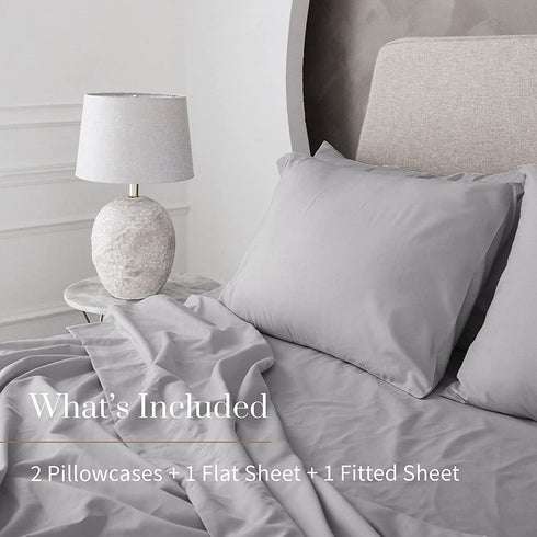 Everspread Bed Sheets (4 Piece Sheet Set), Queen Size, Light Gray. Ultra-Soft & Breathable. Luxury Bedding. Deep Pockets - Fits Mattresses up to 16 inches. Wrinkle & Fade Resistant