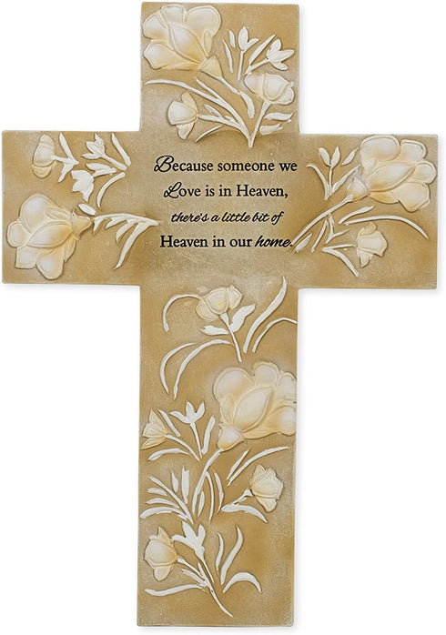 Someone We Love in Heaven 8 inch Embossed Resin Stone Inspirational Wall Cross