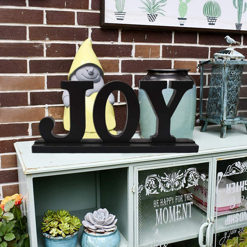 Wood Joy Sign Tabletop Joy Letters Sign Freestanding Wooden Cutout Word Decor Decorative Mantel Signs for Home Decor (Black(Joy))