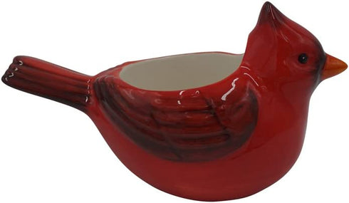 Comfy Hour Joyful Holiday Collection 3" Red Feather Cardinal Stoneware Sculpture Candle Holder, Ceramic