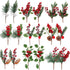 Christmas Picks Artificial Red Berry Picks Stems - Christmas Pine Cone Picks and Spray Branches with Holly Leaves for Christmas Wreath Tree Decoration Winter Holiday Season Wedding D¨¦cor