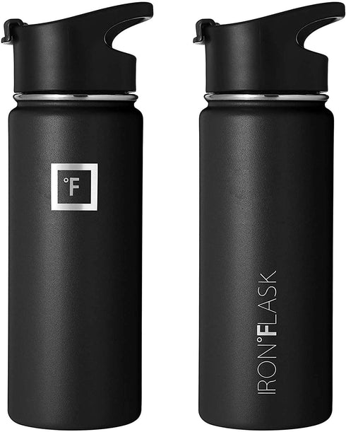 IRON °FLASK Sports Water Bottle - 14 Oz, 3 Lids (Spout Lid), Leak Proof, Vacuum Insulated Stainless Steel, Double Walled, Thermo Mug, Metal Canteen