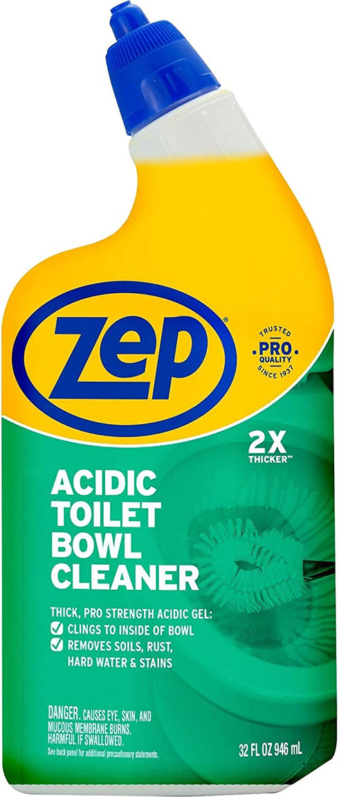 Zep Acidic Toilet Bowl Cleaner, 32 Oz, White, Wintergreen