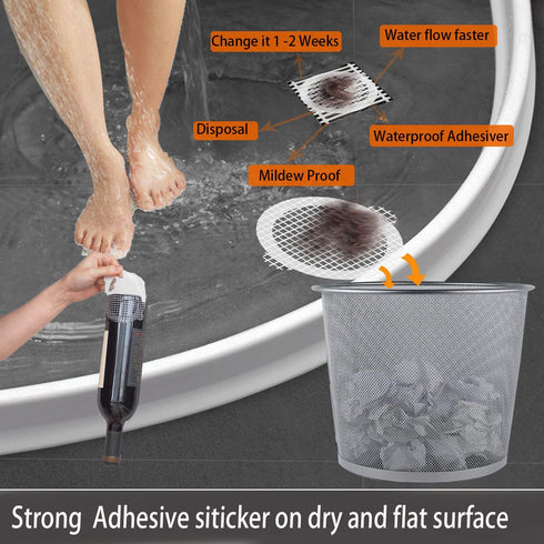 Disposable Hair Catcher for Shower Drain , 25 Pack, 3 1/2 Inch Mesh Shower Drain Covers, Stick on Bathroom Hair Catchers Drain Protector