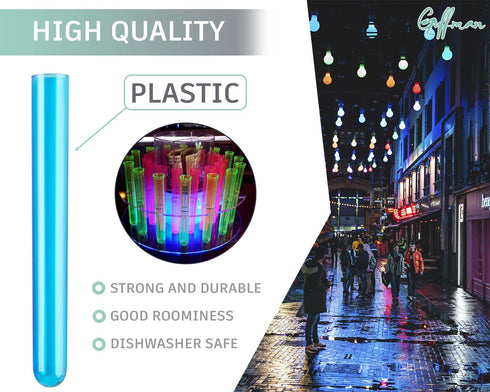 5 5/8" Neon Plastic Test Tube Shot Assorted Colors 3/4 oz Shooter - 100 Pack