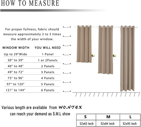 WONTEX Blackout Curtains Thermal Insulated Room Darkening with Grommet for Bedroom, 52 x 63 inch, Taupe, 2 Curtain Panels