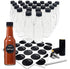 GMISUN Mini Hot Sauce Bottles 5 oz - 24 Pack Woozy Bottles with Black Caps, Shrink Capsules, Dripper Inserts, Funnel and Labels, Small Glass Bottle Dispenser for Homemade Hot Sauces, Dressings, Juice