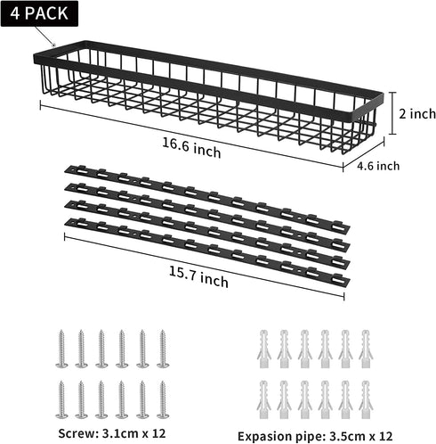 Spice Rack, Spice Rack Organizer Wall Mount, 4-Tier Stackable Hanging Spice Rack, Spice Shelf Storage, Floating Shelves Storage for Spice, Adjustable Spice Holder for Kitchen Bathroom Cabinet Pantry