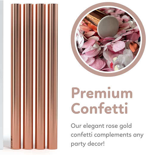 8 Pack Rose Gold Confetti Sticks | Extra Large (14 inch) | TUR Party Supplies | Bulk Colorful Confetti Wands Perfect for Weddings, Birthdays, Bachelorette Parties and Photoshoots | Now with More Confetti! | Flick Wrist to See Confetti Flutter!