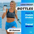 BluePeak Protein Shaker Bottle 28 oz with Dual Mixing Technology, Strong Loop Top, BPA Free, Shaker Balls & Mixing Grids Included - On-The-Go Large Protein Shakers (3 Pack - Yellow, Blue, Black)
