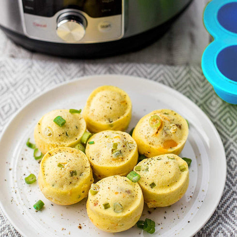Pressure Cooker Accessories with Silicone Egg Bites Molds and Steamer Rack Trivet with Handles Compatible with Instant Pot Accessories 6, 8 Qt, 3 Pcs with 2 Bonus Spoons (Blue & Green - 3 Pcs)