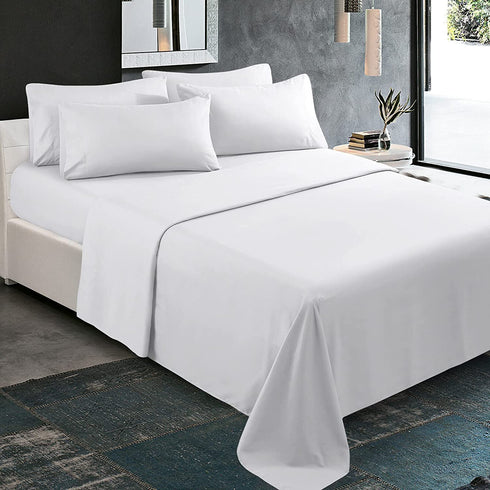 HOMEIDEAS 4 Piece Bed Sheets Set (Queen, White), 1800 Bedding Soft Brushed Microfiber Luxury Sheets, Deep Pockets, Easy Care, Wrinkle & Fade Free
