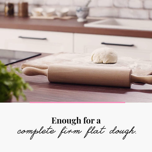 Tuuli Kitchen Classic Wood Rolling Pin with Rotating Center, Beechwood Roller for Pastry, Bread and Pasta Dough, Alternative to Plastic Rolling Pin, 44 x 5.5 cm