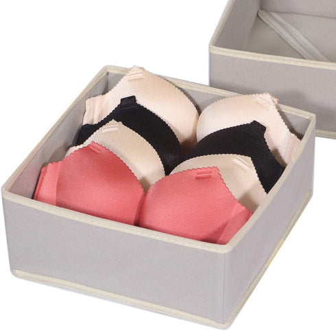 DIOMMELL Foldable Cloth Storage Box Closet Dresser Drawer Organizer Fabric Baskets Bins Containers Divider for Clothes Underwear Bras Socks Clothing,Set of 4 Grey 400