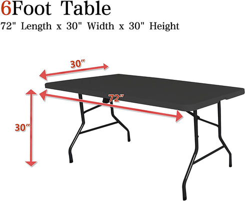 Obstal 6ft Stretch Spandex Table Cover for Standard Folding Tables - Universal Rectangular Fitted Tablecloth Protector for Party ?Navy Blue, 72 Length x 30 Width x 30 Height Inches?