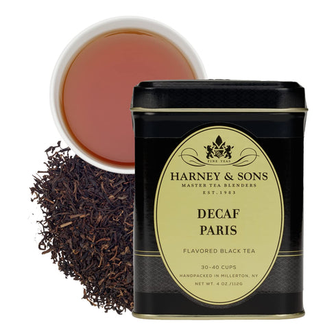 Harney & Sons Decaf Paris, 4oz Tin of Loose Leaf Black Tea w/ Fruit and Caramel Flavors