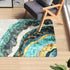 LIVEBOX Modern Abstract Area Rug, 2x3ft Marble Gold and Turquoise Distressed Luxury Faux Wool Rug Plush Contemporary Accent Throw Rug Oriental Door Mat for Entryway Bedroom Living Room Laundry