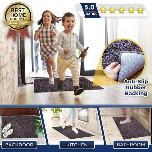 The Original Muddy Mat Bathroom Rugs, Highly Absorbent, Non-Slip, Thick Shaggy Microfiber Welcome Door Mat, Extra Soft Chenille Rug for Kitchen, Bedroom, Perfect for Indoor Outdoor & Muddy Pet Paws