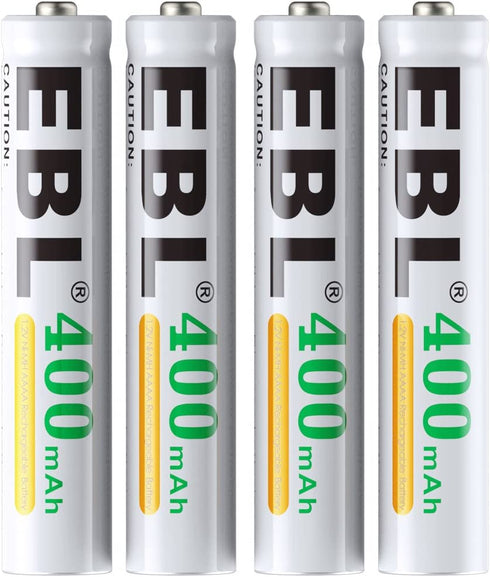 EBL AAAA Rechargeable Batteries, 1.2V 400mAh Ni-MH AAAA Rechargeable Battery for Surface Pen, 4-Count