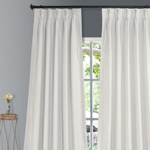 HPD Half Price Drapes Pleated Faux Silk Blackout Curtains For Bedroom Vintage Textured 25 X 96 (1 Panel), PDCH-KBS2BO-96-FP, Off White