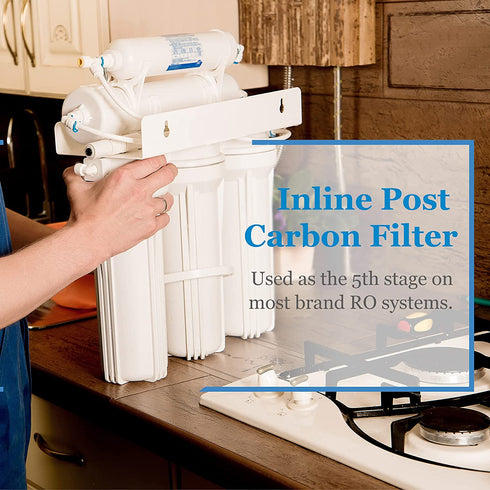 Vegebe Inline Water Filter for Ice Maker, Refrigerator, Under-Sink Reverse Osmosis Water System, Post Activated Carbon Water Filter Replacement Cartridge with 1/4-Inch Compression-Connect (Pack of 2)