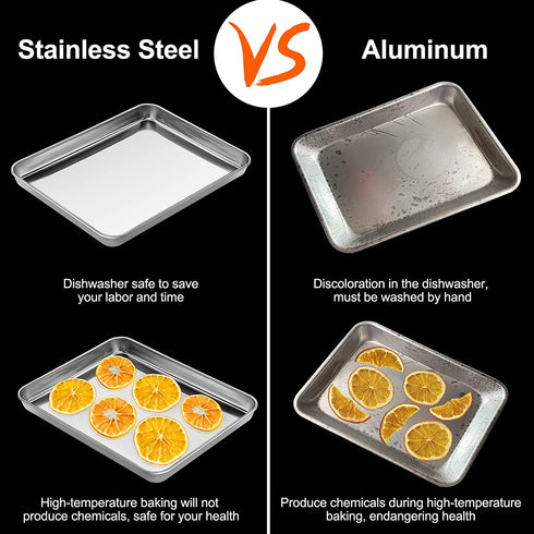 Baking Sheet Set of 2 Packs, Zacfton 10.4 Inch 12.4 Inch Cookie Sheets Baking Pans Stainless Steel Bakeware Set of 2, Toaster Oven Pan Non-toxic & Superior Mirror Finish, Easy Clean & Dishwasher Safe