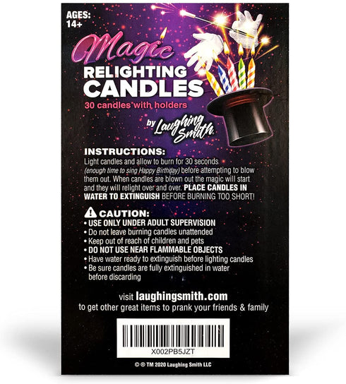Laughing Smith Magic Relighting Candles - (30 pk) - Trick Happy Birthday Party Decorations for Cakes - Prank Celebration Candle - for Kids & Fun-Loving Adults