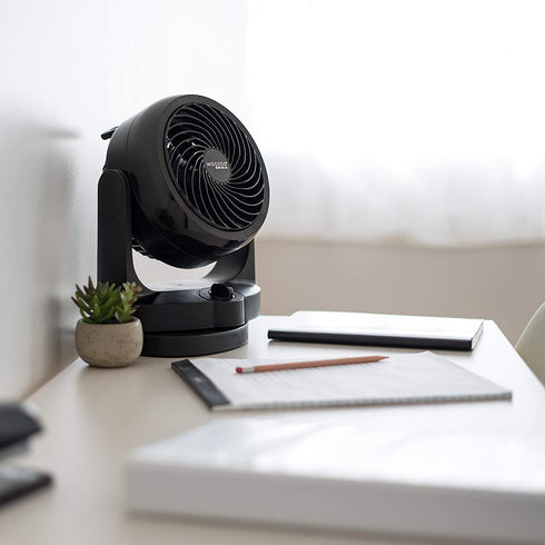 IRIS USA WOOZOO Oscillating Fan, Vortex Fan, Air Circulator, Desk Fan, Portable Fan, 3 Speed Settings, 6 Tilting Head Settings, 26ft Max Air Distance, Medium, Black