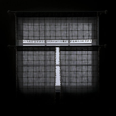 YoKii Boho Tassel Valances for Windows Modern Farmhouse Cotton Linen Valance Kitchen Curtains Topper Country Gingham Window Treatments Tier Curtain for Bathroom Bedroom Decors (W52 x L18, Gray)