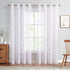 Lazzzy Sheer Curtains for Bedroom 84 Inch Length Floral Embroidered White Sheers for Living Room Embroidery Voile Grommet Window Curtain Panels Set 2 Pcs