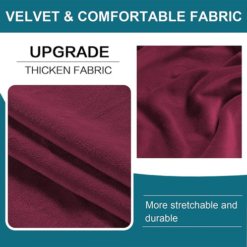 Turquoize Velvet Bar Stool Covers Round Stool Cushion Covers Stool Chair Covers Barstool Covers Slipcovers Set of 2, Feature Stretchy Thick Bouncy Fabric Washable, Dia 16"-18", X-Large, Burgundy