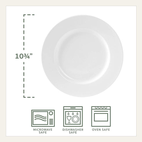 Everyday White by Fitz and Floyd Classic Rim 10.75-Inch Dinner Plates, Set of 4