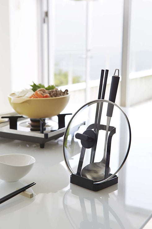 YAMAZAKI Home 2249 Tower Ladle Holder-Lid Stand for Utensils in Kitchen, Black